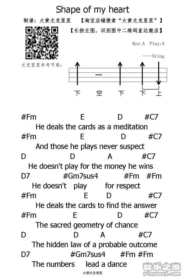 Shape of my heart尤克里里谱-1