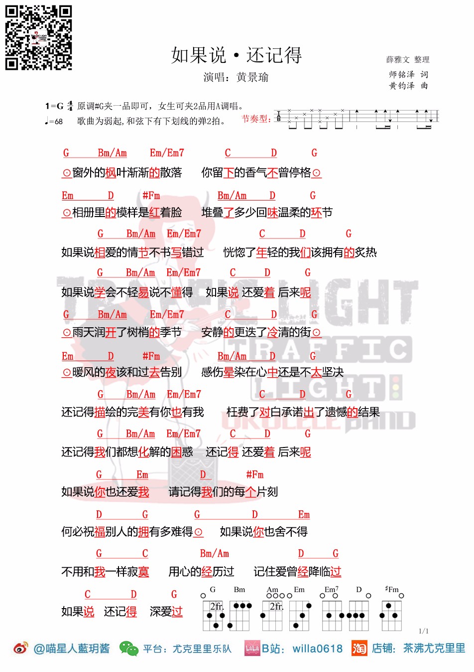 如果说·还记得尤克里里谱